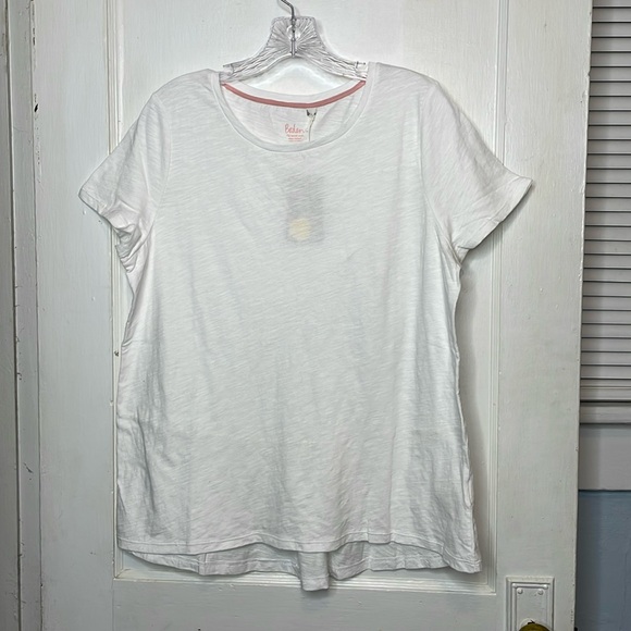 Boden Womens Large The Cotton Back Detail White Tee Shirt Slub Elevated Basic - Picture 2 of 9